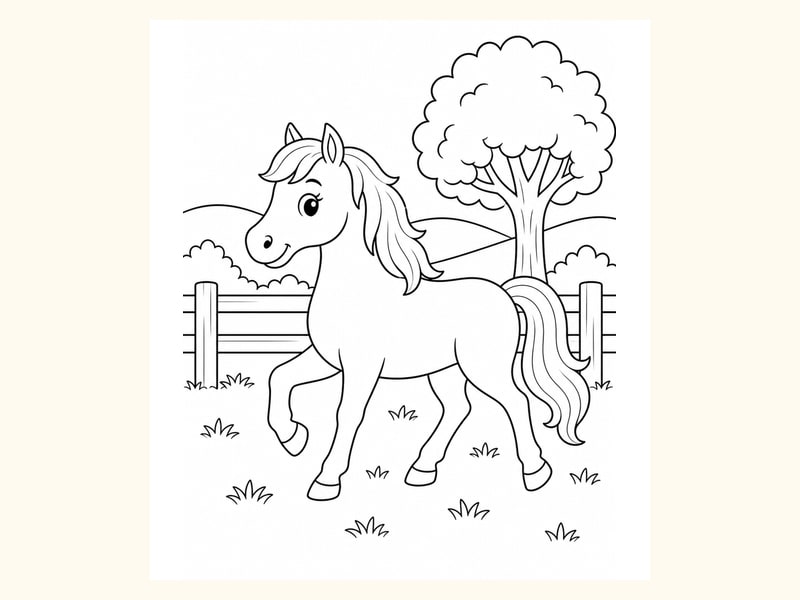 Horse Coloring Page 9 printable preview