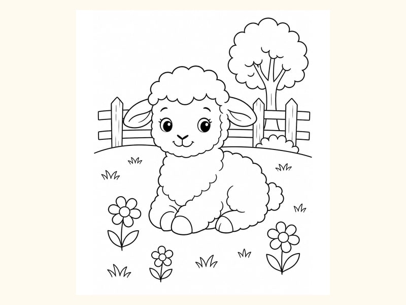 Lamb Coloring Page 3 printable preview
