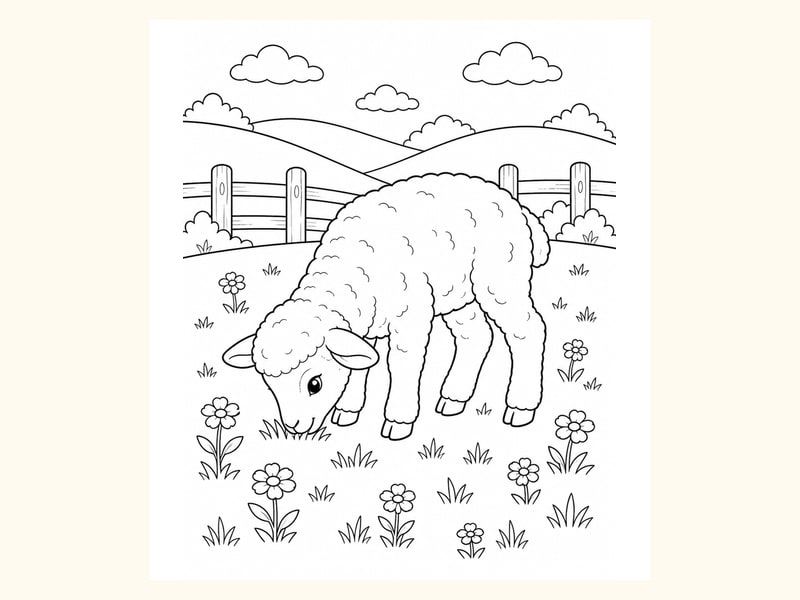 Lamb Coloring Page 4 printable preview