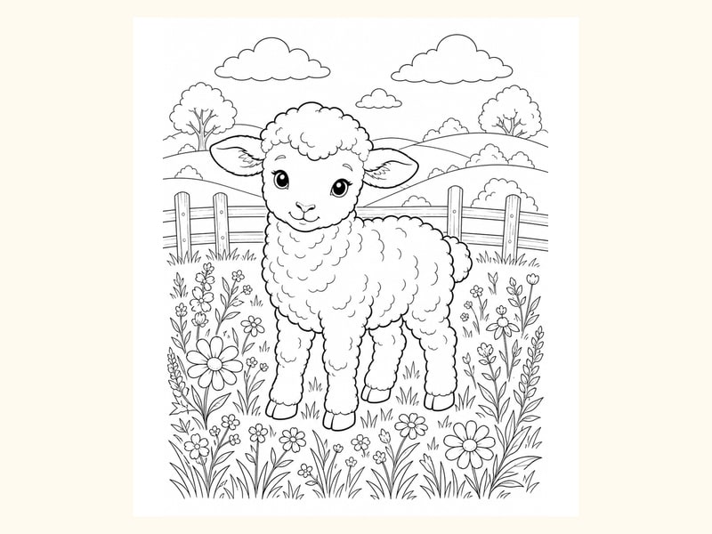 Lamb Coloring Page 7 printable preview