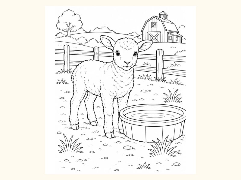 Lamb Coloring Page 8 printable preview