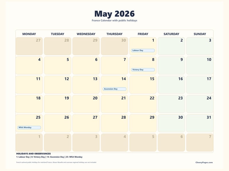 France May 2026 Calendar - Family Planner printable preview