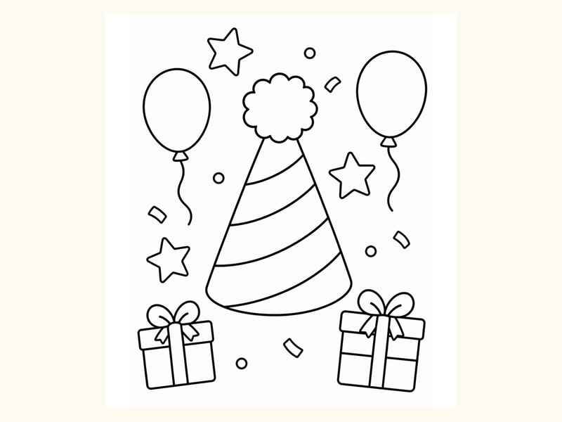Party Hat Coloring Page 2 printable preview