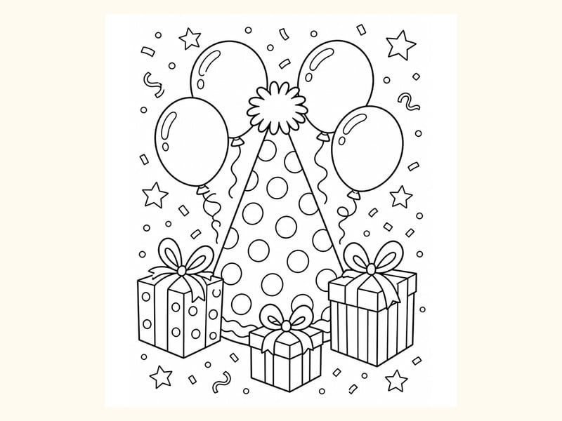 Party Hat Coloring Page 4 printable preview