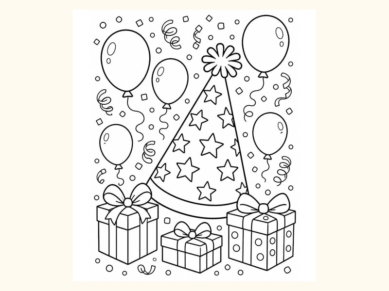 Party Hat Coloring Page 6 printable preview