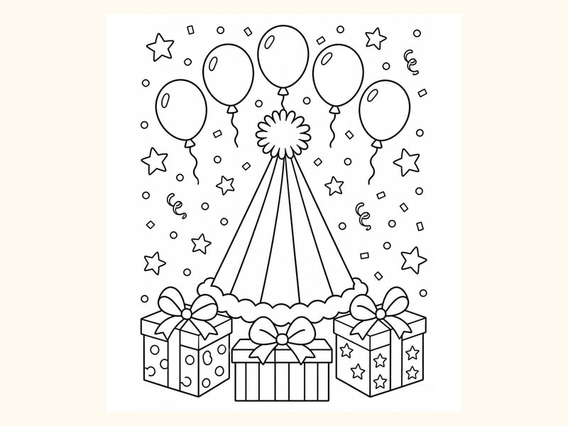Party Hat Coloring Page 7 printable preview