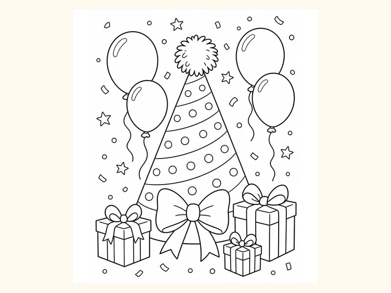Party Hat Coloring Page 9 printable preview