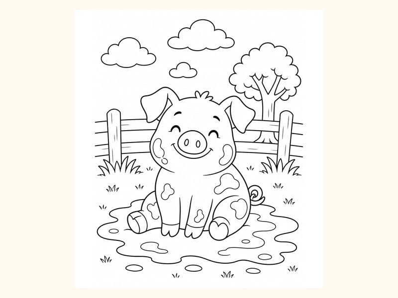 Pig Coloring Page 6 printable preview