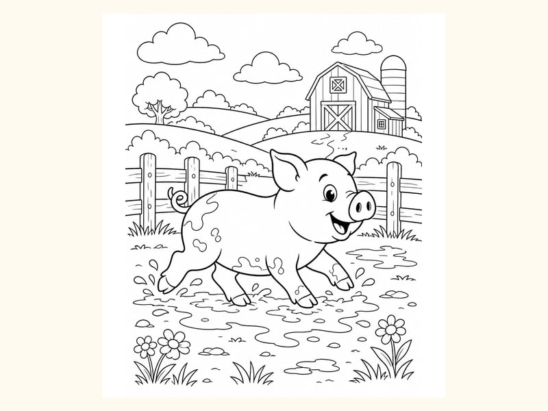 Pig Coloring Page 8 printable preview