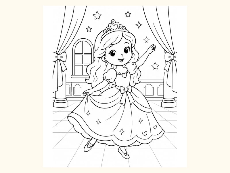 Princess Dancing in a Ballroom-inspired Scene printable preview
