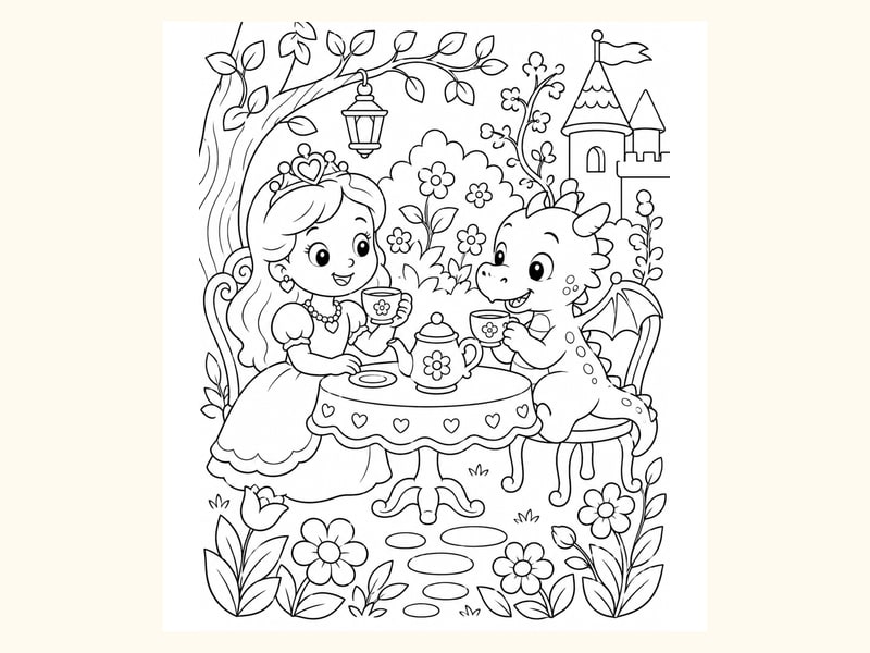 Princess Having Tea printable preview