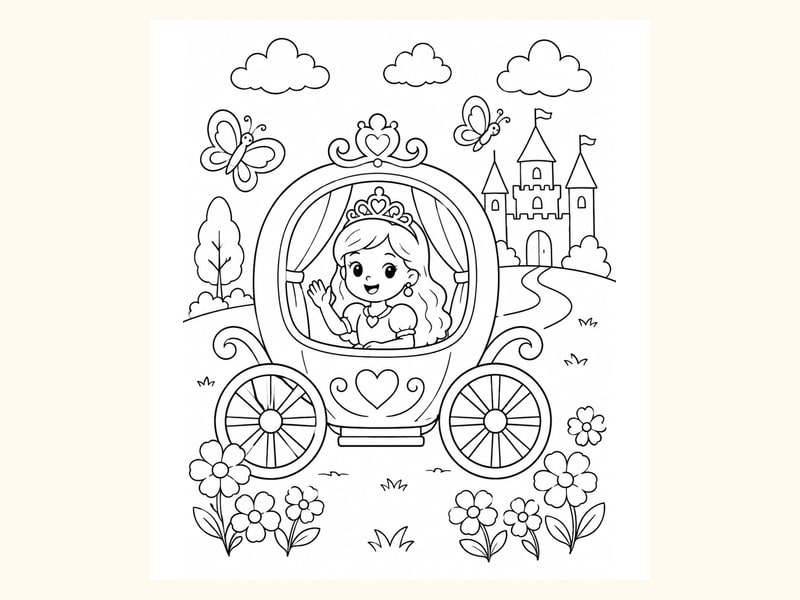 Princess Riding in a Simple Carriage printable preview