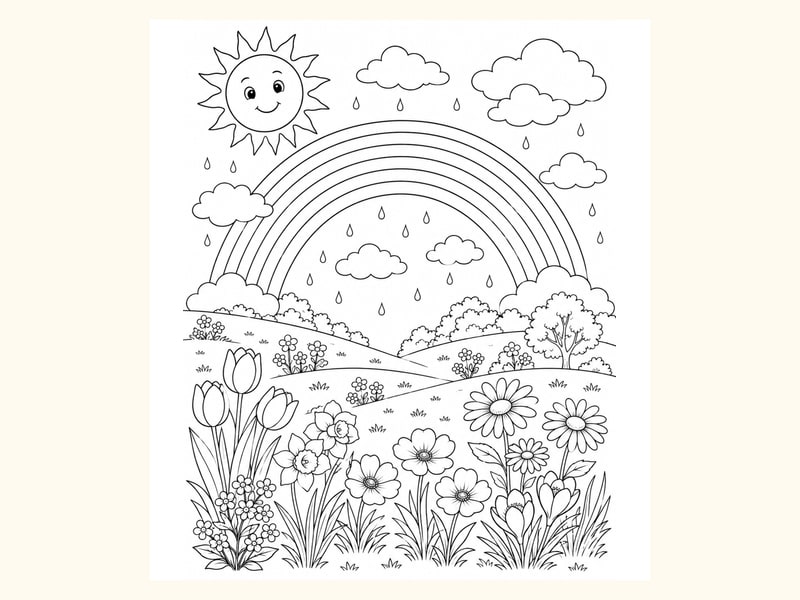 Rainbow Over Meadow printable preview