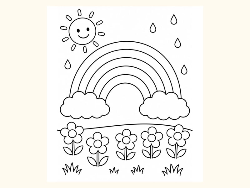 Raindrops Under Rainbow printable preview