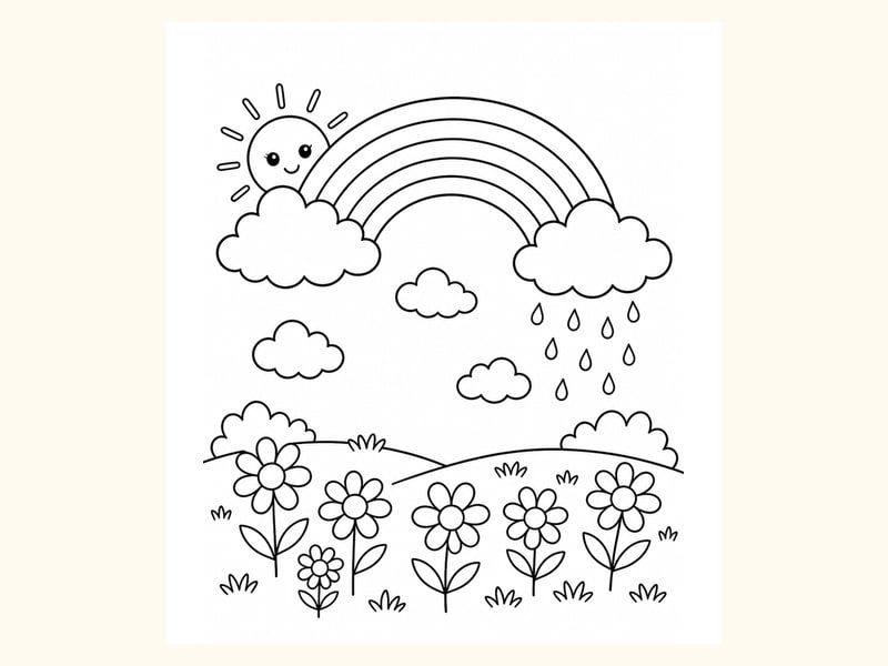 Sunny Rainbow Garden printable preview