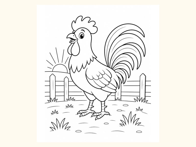 Rooster Coloring Page 1 printable preview