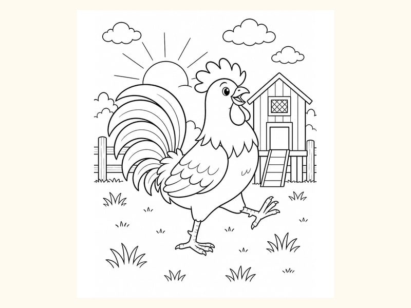 Rooster Coloring Page 10 printable preview