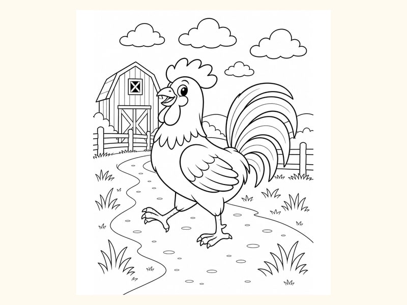 Rooster Coloring Page 2 printable preview