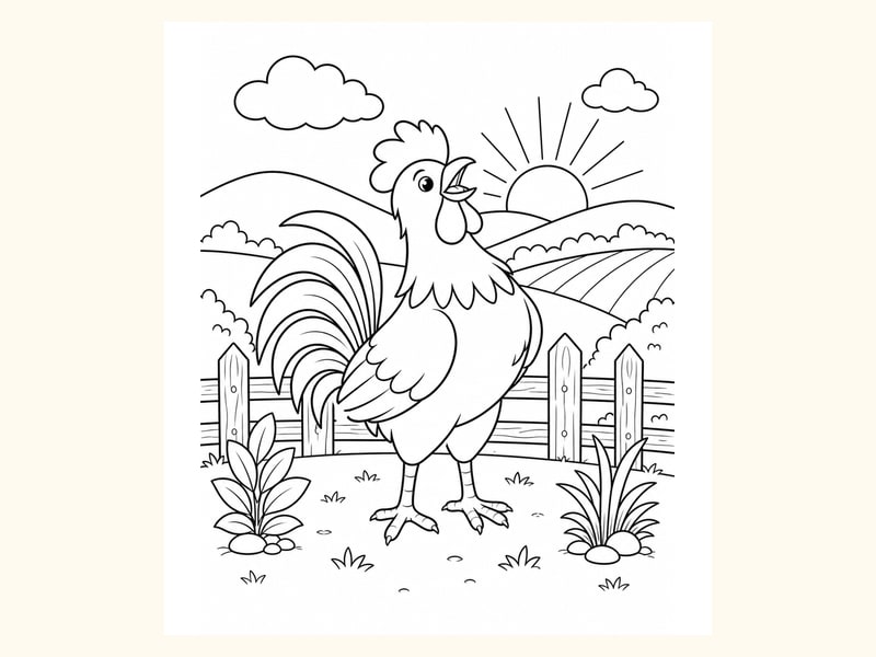 Rooster Coloring Page 3 printable preview