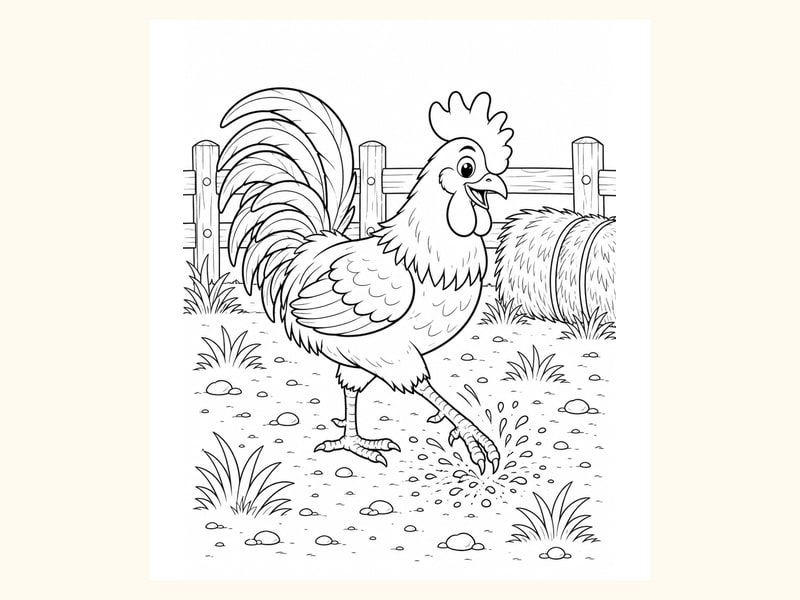 Rooster Coloring Page 4 printable preview