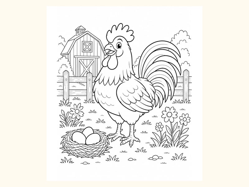 Rooster Coloring Page 5 printable preview