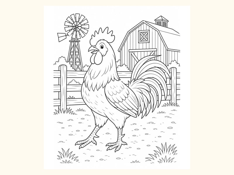 Rooster Coloring Page 6 printable preview