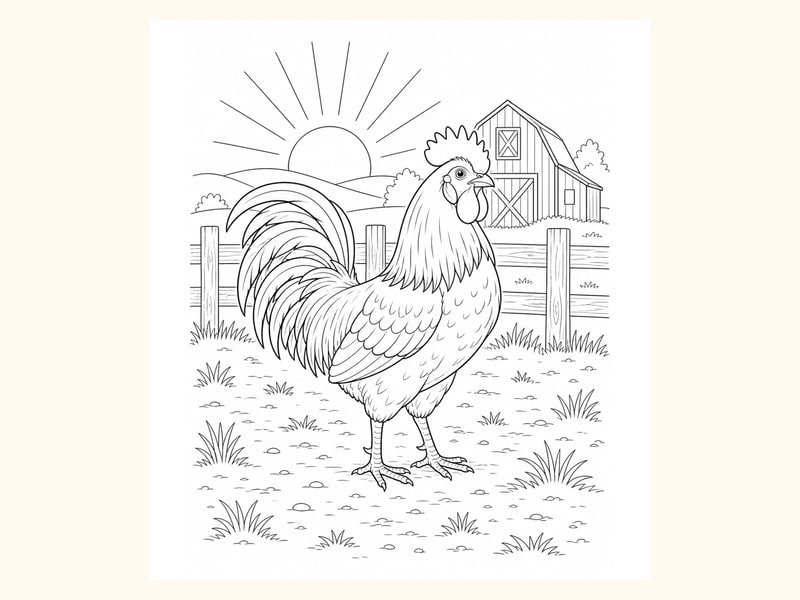 Rooster Coloring Page 7 printable preview