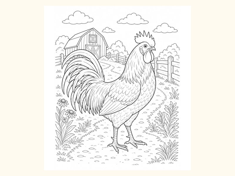 Rooster Coloring Page 8 printable preview