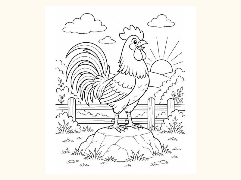 Rooster Coloring Page 9 printable preview