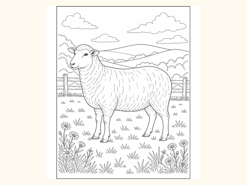 Sheep Coloring Page 2 printable preview