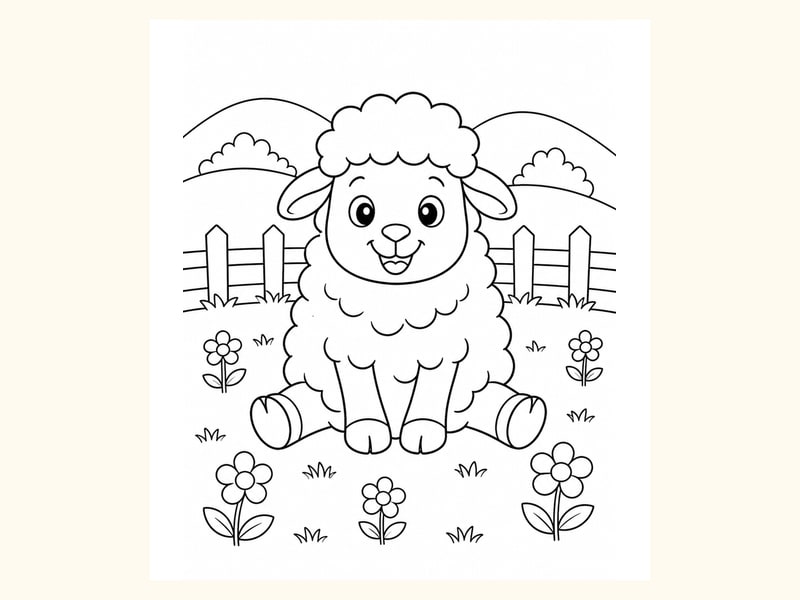 Sheep Coloring Page 4 printable preview