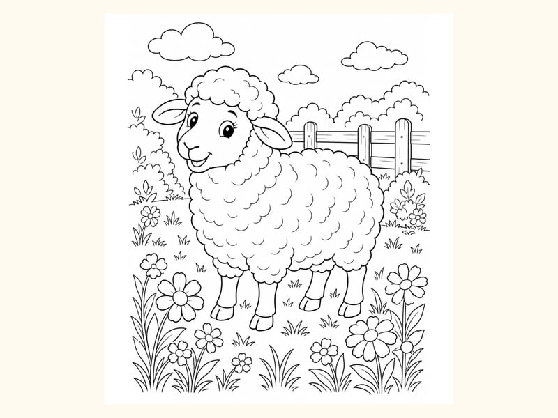 Sheep Coloring Page 7 printable preview