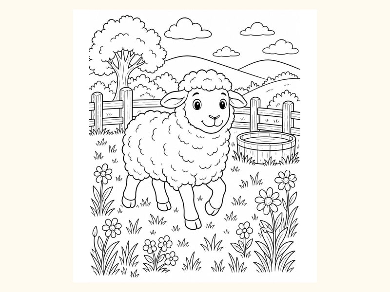 Sheep Coloring Page 8 printable preview