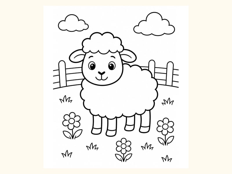 Sheep Coloring Page 9 printable preview