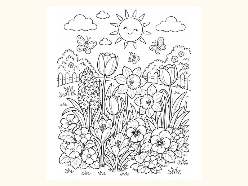 Sunny Flower Bed printable preview