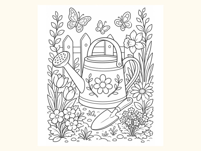 Spring Garden Coloring Page 1 printable preview