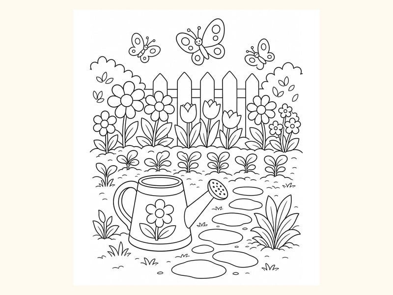 Spring Garden Coloring Page 10 printable preview