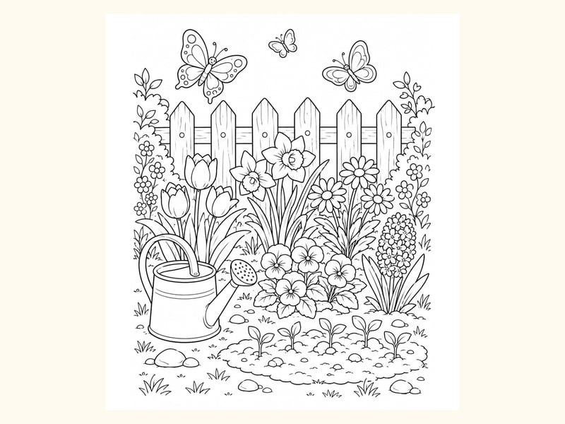 Spring Garden Coloring Page 2 printable preview