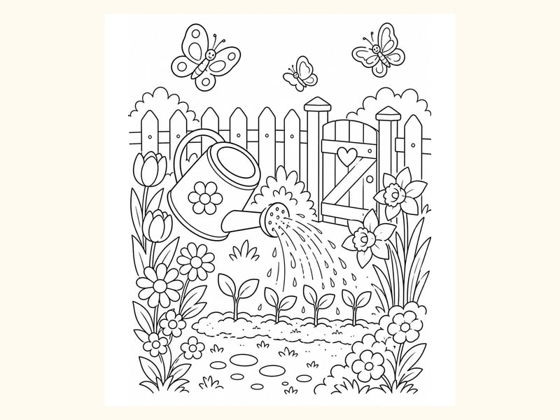 Spring Garden Coloring Page 3 printable preview
