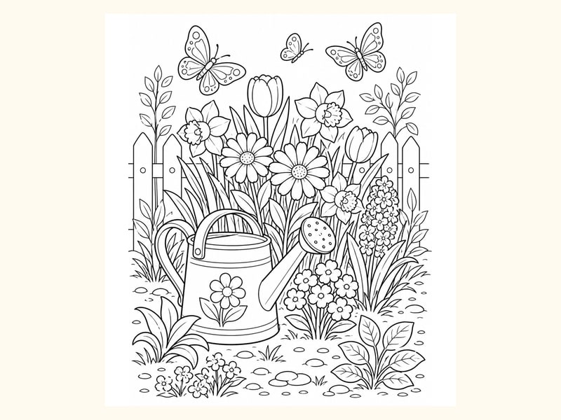 Spring Garden Coloring Page 4 printable preview