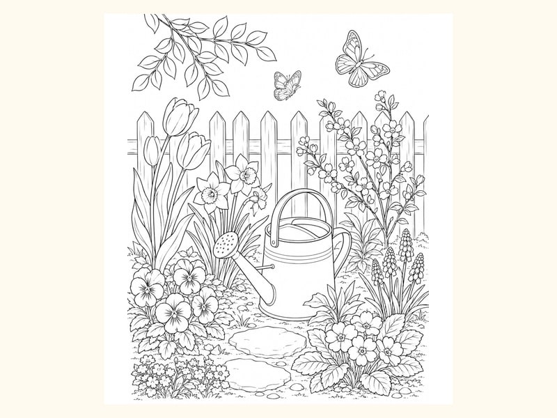 Spring Garden Coloring Page 5 printable preview