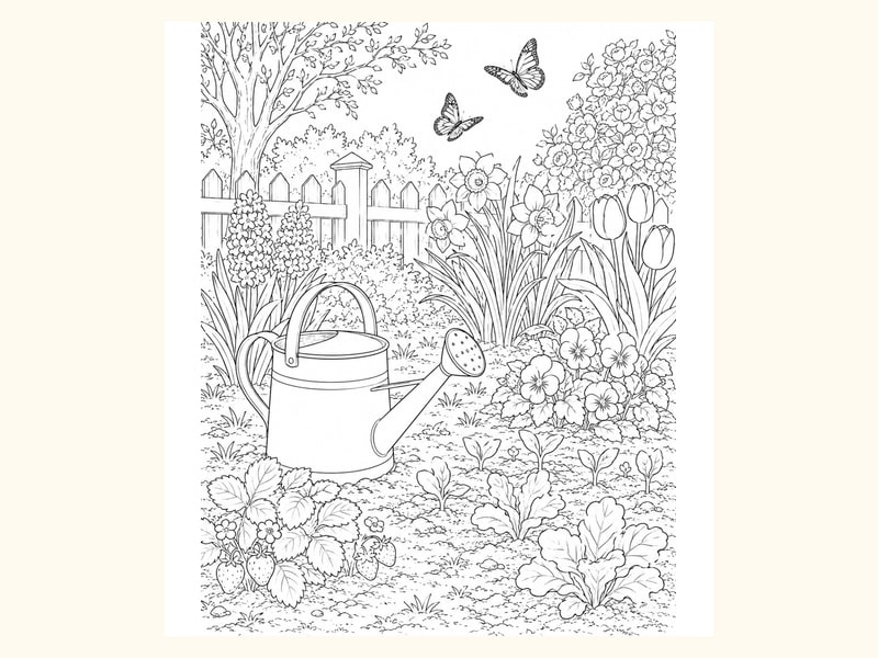 Spring Garden Coloring Page 6 printable preview