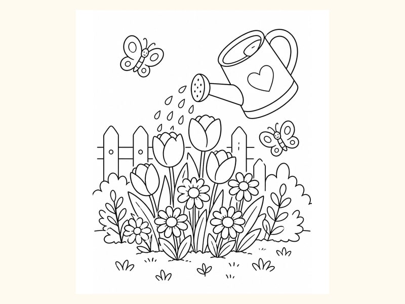 Spring Garden Coloring Page 8 printable preview