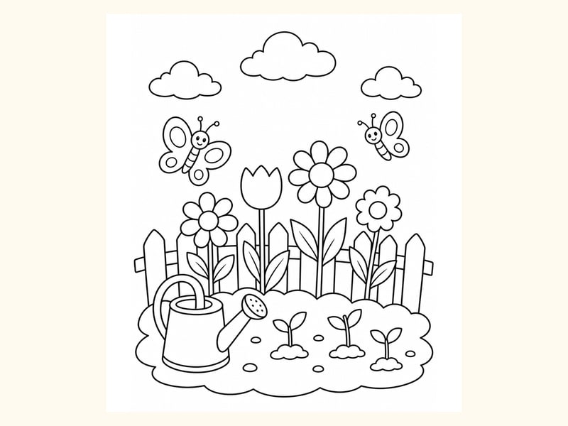 Spring Garden Coloring Page 9 printable preview