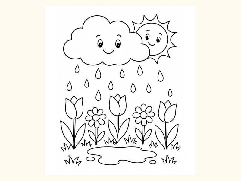 Spring Rain Cloud Coloring Page 10 printable preview