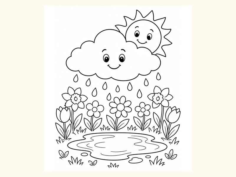 Spring Rain Cloud Coloring Page 7 printable preview