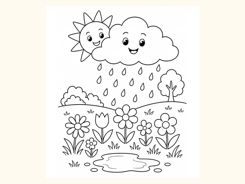 Spring Rain Cloud Coloring Page 8 printable preview