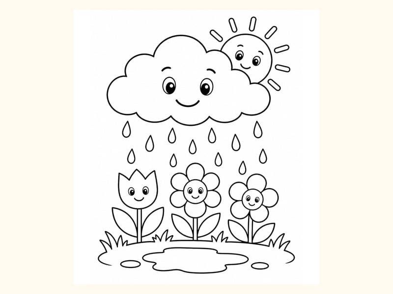 Spring Rain Cloud Coloring Page 9 printable preview