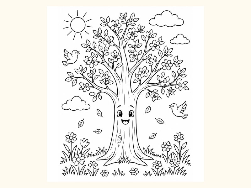 Sunny Tree Scene printable preview