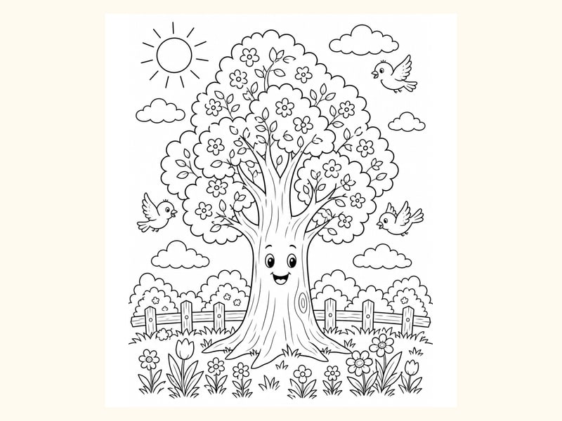 Fresh Leaves Tree Page printable preview